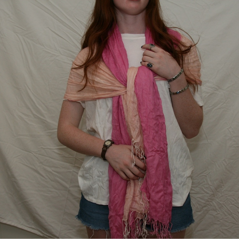 LUCKY BRAND Multi-Colored Pink Scarf With Silky Soft Feel